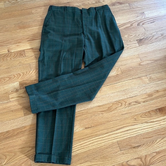 Vintage 60s BRENT Plaid Cuffed Trousers/Pants - Picture 1 of 8